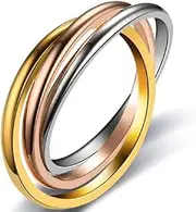 [Generic] Titanium steel Three-in- Interlocking Wedding Band Promise Anniversary Ring