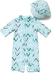[Agreeone] Baby Boys Sunsuit Toddler Swimsuit UPF 50+ Sun Protection One Piece Beach Rashguard with Hat