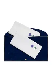 [Gohar World] Á Jour & Flora Embroidered Linen Dinner Napkin