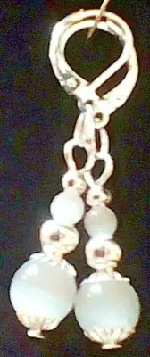 White Jadeite Cats Eye With 925 (stamped) Lever Back Earrings