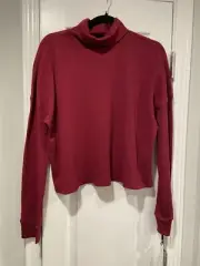 NWT Calvin Klein Performance Dark Red Long Sleeve Waffle Knit Turtleneck Size L