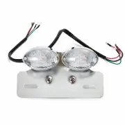 Motorbike Number Plate Bracket Tail Stop Brake Light E mark Motorcycle Chrome