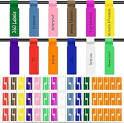 360 Cable Cord Labels, Hianjoo Self Adhesive Cable Tags Sticker Colorful Wire Identification Label A4 Sheet Write-on Printable Waterproof Oilproof Name Tags for Organizing Multiple Uses [12 Colors]