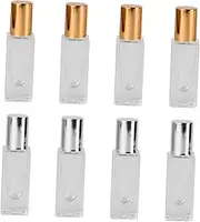 Beaupretty 8 Pcs Refillable Glass Roller Bottles with Steel Bead for Essential Oils and Perfumes Travel Containers with Golden and Silver Covers for Aromatherapy