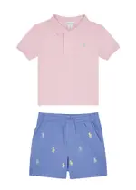 Polo Ralph Lauren Kids Cotton Polo Shirt and Shorts set (6-24 Months) - Pink - 12 Months (12 Months) 12 MONTHS (12 months)