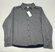 Goodfellow Mens Double Weave Long Sleeve Button Down Shirt Gray Large NWT