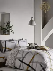 Appletree Grey Leda Geo Piped 100% Cotton Duvet Cover and Pillowcase Set (685847) | $74 - $127