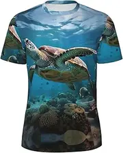 [DRTGEDS] Sea Turtles Men's Mesh Short Sleeve Round Neck T Shirts Party Tops for Beach Gatherings, Black, 6X-Large