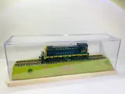 HO Scale Model Train Display Case 11" Single Track - Rural Meadow Scene