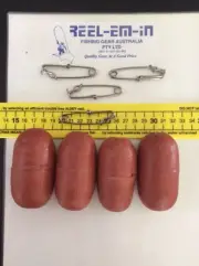 4 x 75mm Brown Poly Floats & 4x 60mm Shark Clips For Nets Or Crab Pots