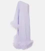 [Taller Marmo] Taller Marmo Balear feather-trimmed one-shoulder crêpe gown AU 4 purple