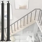 Floor Mount Banister Pole Non-Slip Hand Rails, Square Stair Baluster Posts, 270°Adjustable Metal Railing Spindles, for Loft Apartment Deck Balcony Rail 2PCS(Size:95cm)