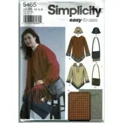 Simplicity Sewing Pattern 5465 Misses Top Poncho Bag Hat Purse Blanket XS-M