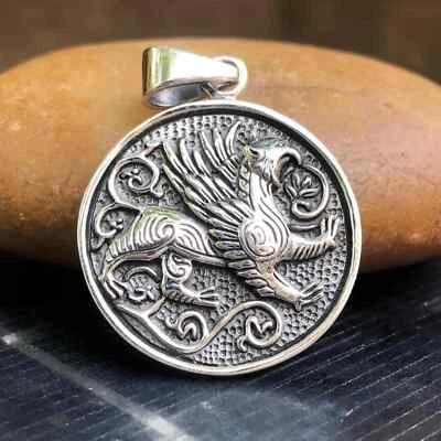 Handcrafted 925 Sterling Silver Griffin Gryphon Legendary Creature Pendant