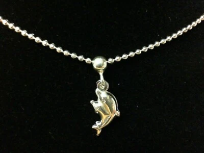 Solid Sterling Silver 925 9-10" Dolphin Ankle Bracelet 740-2056 F125 #1620