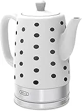 BELLA Electric Kettle and Tea Pot, Ceramic Water Heater with Detachable Swivel Base, Auto Shut Off and Boil Dry Protection, 1.5 Liter, Polka Dot