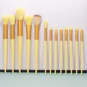 12 Pcs Eyeshadow Brush, Premium Eyeshadow Brush Set, Professional Eye Makeup Brushes with Soft Hairs, Blending Brush for Foundation, Eyeshadow, Eyebrow, Eyeline with Storage bag，Yellow