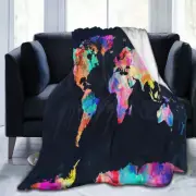 World Map Compass Constellation Stars Comfy Flannel Bedspread Throw Blanket Gift