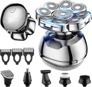 9D Electric Head Shaver for Bald Men, 6-in-1 Bald Head Shavers for Men with N...