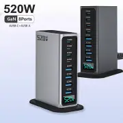 520W Desktop GaN Charger 4C4A 8 Ports 100W PD USB Type C usb power hub Mobile Ph