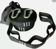 Cutequeen Hammock Tree Straps - Heavy Duty Black w/White stitches 34 loops