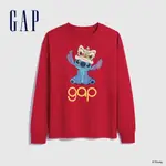 GAP 男童裝 GAP X 史迪奇聯名 LOGO純棉印花圓領長袖T恤-紅色(889287)