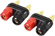 XYWHPGV 2 Pcs Dual Binding Post Terminal, M5 Thread Power Amplifier Speaker Connector, Banana Plug Jack Socket Red Black(27926 ed859 7ca9b 4c2f1 a9434 5d20d