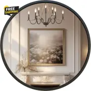 Black round Mirror, 20 Circle Mirror Metal Frame round Bathroom Mirror for Vanit