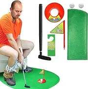 Novelty Place Toilet Time Golf Game Set - Practice Mini Golf in Any Restroom/Bathroom - Father's Day, White Elephant, Christmas, Valentines Funny Gag Gifts