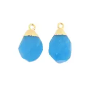 Minimalist Sky Blue Chalcedony Gold Plated DIY Single Bail Connectors Lot 2 Pcs