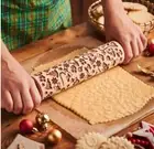 Embossing Rolling Pin Engraved Wooden Rolling Pin Dough Roller Cookies