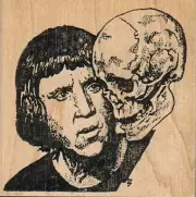 Hamlet's Yorick 3 x 3" Rubber Stamp, People Stamp, Hamlet Stamp
