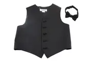 Black Boys Junior Cotton Vest Adjustable Waistcoast & Matching Bow Tie Set