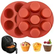 2 Pack 7 Cups Round Silicone Muffin Pan for Air Fryer Oven Instant Pot Baking