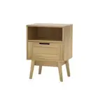 Rattan Bedside Table 1 Drawer with Shelf REI Oak Artiss