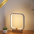 LED Wood Table Lamp, Dimmable 3-Color Bedside Light for Bedroom Living Room