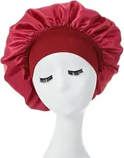 Sleeping Bonnet Hair Wrap Silk Satin Cap Women Elastic Night Soft Hat, Hair Wrap with Elastic Stay on Head for Frizzy Curly Hair Protection Cap , Soft Comfortable for Women 's Hair Beauty, Hair Care, Chemo (Wine Red)
