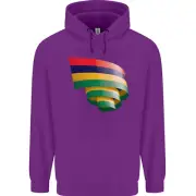 Curled Mauritius Flag Mauritians Day Football Childrens Kids Hoodie