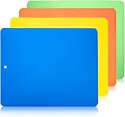 WILLKOMMEN Kitchen Flexible Cutting Board Set of 4, BPA-Free Plastic Cutting Mats for Cooking, Colored Reversible Chopping Board Mats for Meat, Vegetables, Fruits, Dishwasher Safe