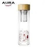 在飛比找遠傳friDay購物優惠-【AURA艾樂】雙層耐冷耐熱濾茶玻璃瓶400ML(粉鹿)