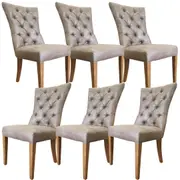Holly Set of 6 Dining Chair PU Leather Solid Rubber Wood Frame - Coffee