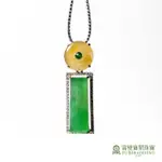 【FUBIBAODING JEWELER 富璧寶鼎珠寶】冰種黃翡平安扣陽綠馬鞍翡翠墜(天然A貨 平安扣 馬鞍 冰種翡翠)