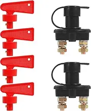 2Pcs Battery Disconnect Switch DC 12V 24V Rust Resistant Battery Isolator Cut Off Switch with 4 Keys for Cars Vehicles RVs and Boats(2 Pcs)