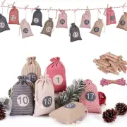 24 Pcs Christmas Drawstring Gift Bags Reusable Burlap Bag Wedding Favor Gift Pou