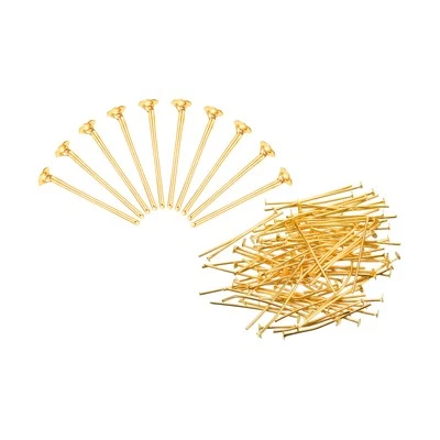 300Pcs Flat Head Pins for Jewelry Making 15mm Brass 20 Gauge Gold