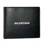 【BALENCIAGA 巴黎世家】LOGO 粒面黑色八卡短夾(BALENCIAGA短夾)