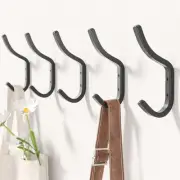 GWAAZXGZ Wall Hooks for Hanging Coat - 5 Pack Black Arc Double Hooks, Sturdy ...