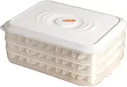 AIMALL Large Capacity Dumpling Storage Box, 3/4-Layer Stackable Freezer Container with Sealed Lid, Non-Stick Fresh-Keeping Tray for Dumplings, Wontons, Food Storage