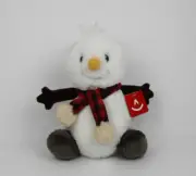 NWT Aurora Poofy Snowman With Red Black Plaid Scarf Stuffed Animal Toy Plush