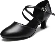 [GYUBL] Women's Latin Dance Shoes Closed Toe Ballroom Salsa Tango Performance Dancing Practice Shoes Low Heel